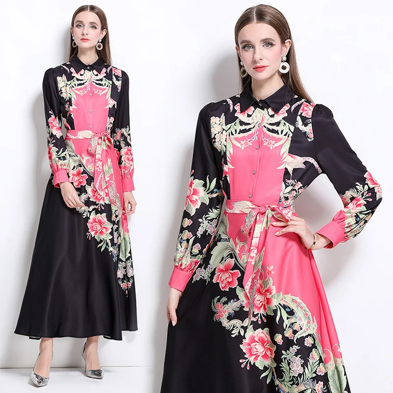 

AIMEILI Женское весеннее элегантное шифоновое платье для вечеринок, высококачественное длинное платье в стиле прерий, шикарное вечернее платье, винтажное дизайнерское платье с бантом