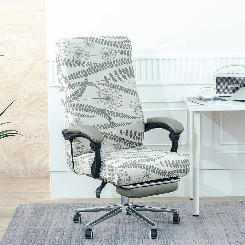 Printed Non-Slip Executive Chair Cover Durable Stain-Resistant Zippered Computer Chair Cover Elastic One-Piece Chair Protector