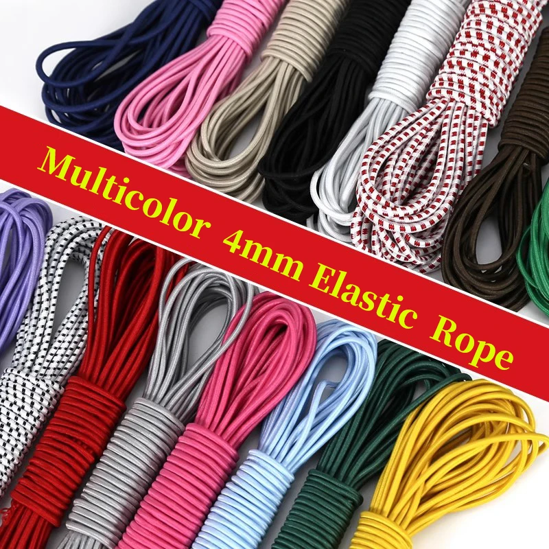 5/10/20/30/40/50M 4mm Elastic Bands for Hair Elasticity Bungee Cord Multicolor Round Shoelaces Rubber Band Rubbery Drawstring