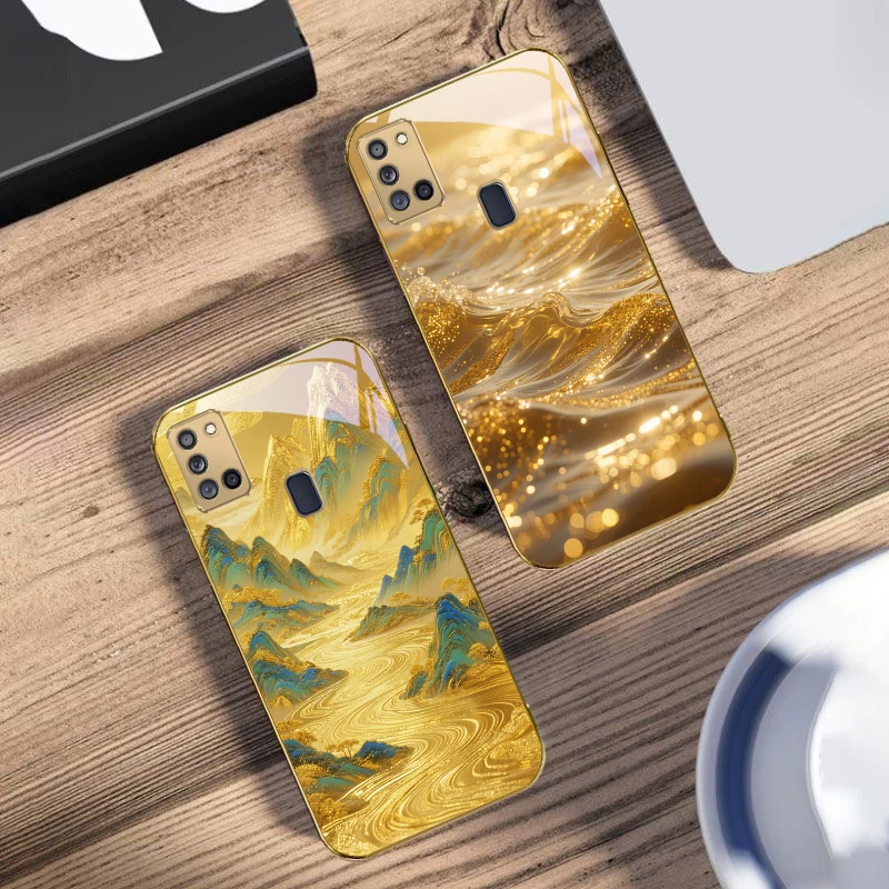 

Golden landscape For Samsung A 31 32 A33 A34 35 14 A15 13 16 25 26 50 52 53 54 55 56 70 71 72 73 Golden glass phone case