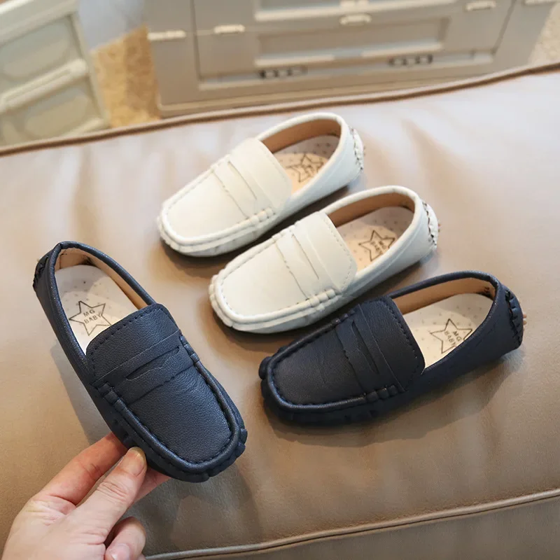 Boys Slip-on Loafers Kids Casual Shoes Children Flats Moccasins 2025 Spring New Simple Breathable Soft Fashion Shallow Wedding