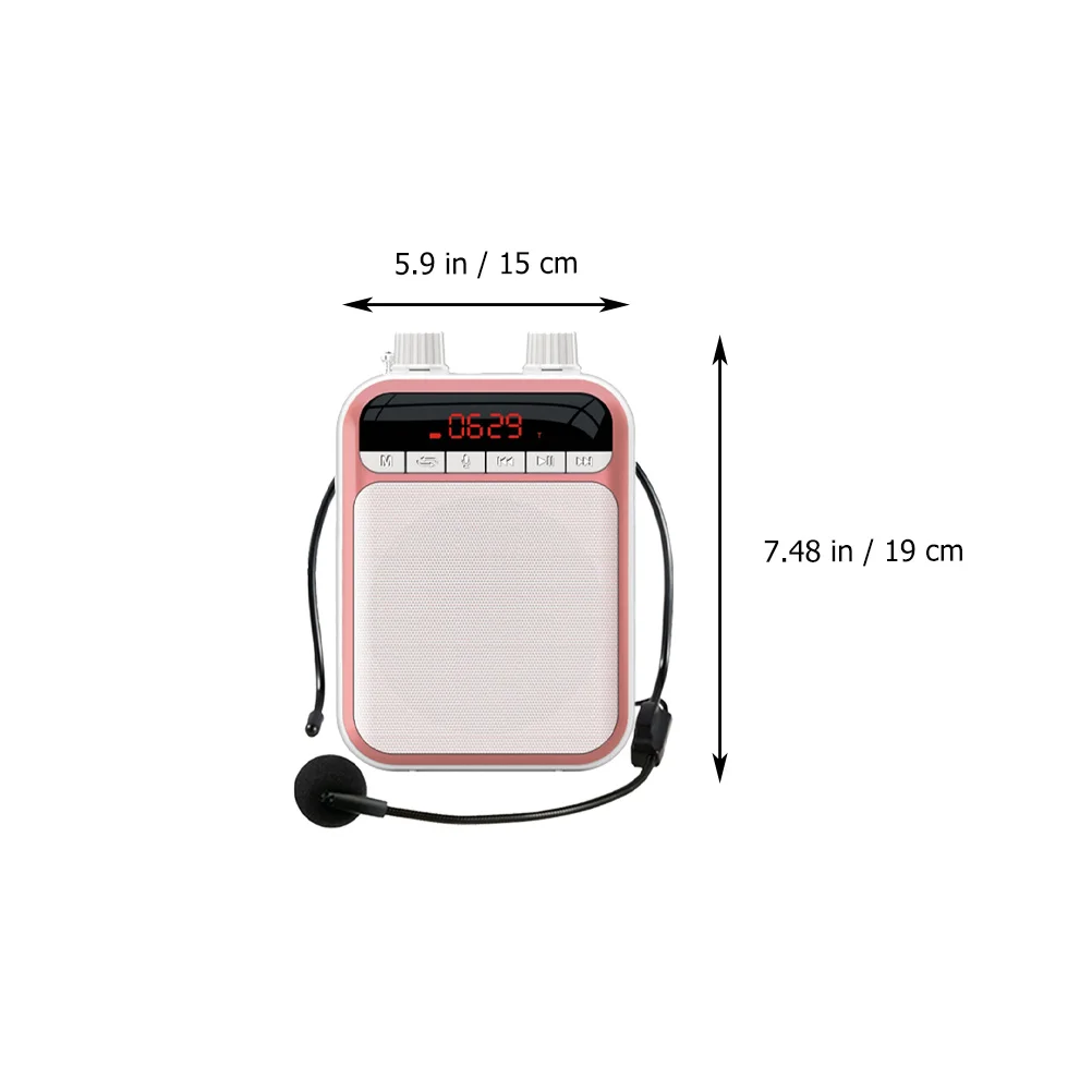 

Rechargeable PA System Speaker Wired Microphone Rose Gold Portable Amplifier for Teachers Tour Guides USB Support Loudspeaker