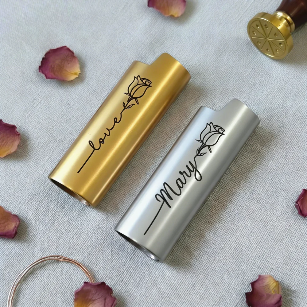 

Engraved Company LOGO BIC Lighter Case Personalized Name Metal Lighter Sleeve Custom Smoker Jewelry Gift for Boyfriend Best Man