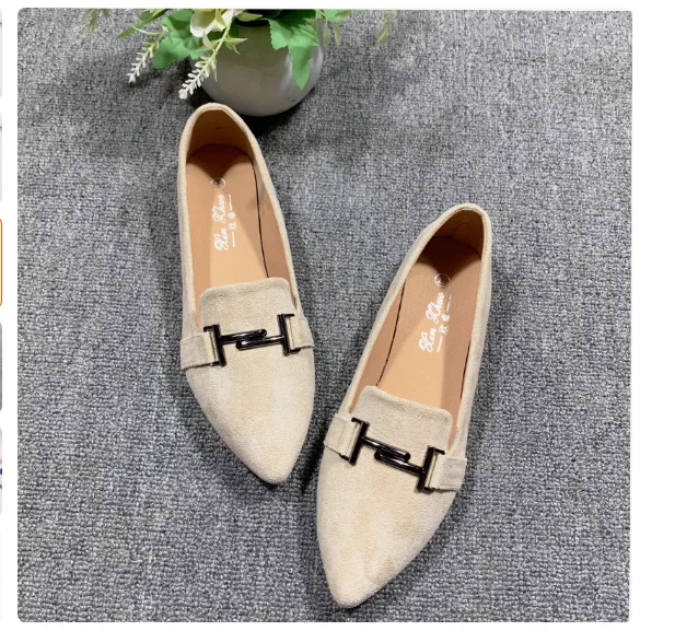 Korean version of spring and autumn flat heel ladle shoes women point head lazy single shoes big size 41-43-44 small size 31-32-