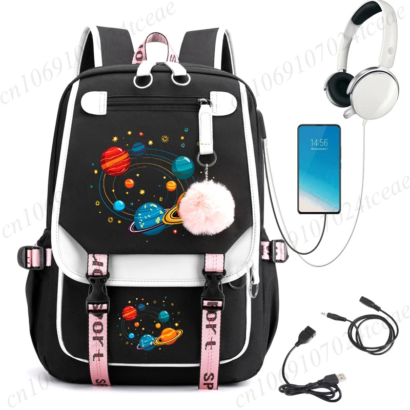 

Girls Solar System Adventure Printed School Backpack Bags Planets and Stars Design Bookbag Travel Daypack Teen School Bag