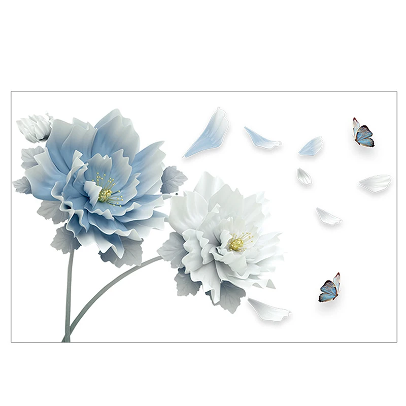 Brighten Up Your Space with our Colorful Floating Flower Background Wall Decals - Set of 2 Pieces