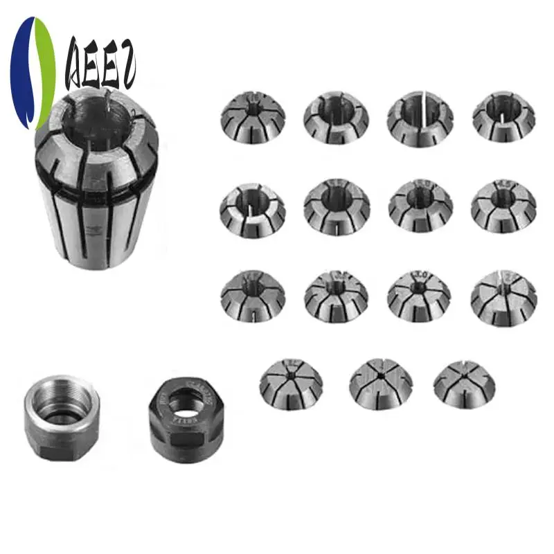 

AEE2-19Pc ER11 Набор пружинных цанг M14 Набор зажимных гаек с резьбой для фрезерования с ЧПУ, 1,0-7,0 мм и 1/4,1/8