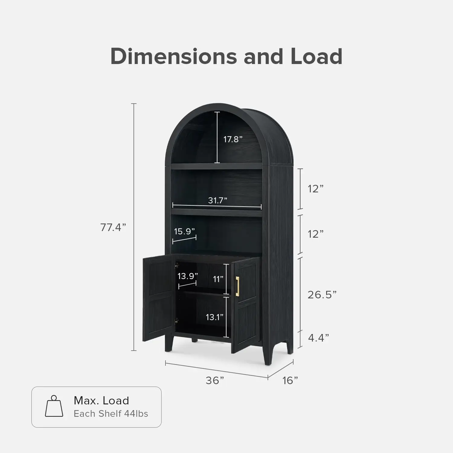 High arched cabinets, 5 level arched bookshelves with doors and adjustable shelves, arched bookshelves with lockers