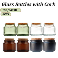 8PCS Mini Glass Bottles With Cork Stoppers 100/200ml Transparent Jars for Wedding Favors Crafts Home Decorations Party Favor