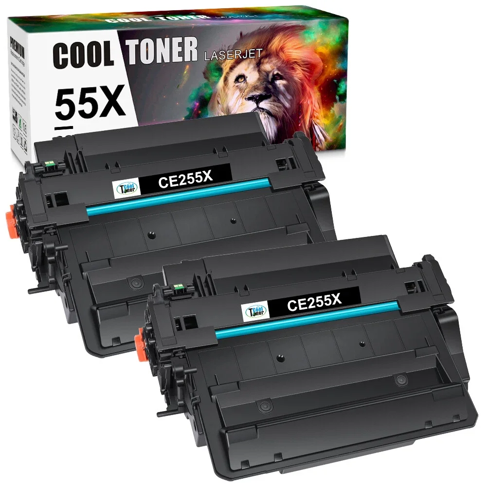 

2 Toner with CE255X 55X LaserJet P3015 P3015d P3015n P3015dn
