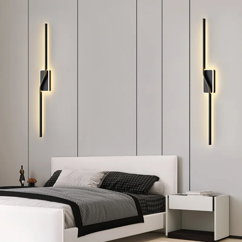 

Modern Nordic Minimalist LED Strip Wall Light Lamps Lighting Gold Long Shape For Bedroom Bedside Living Room Bathroom Mirror