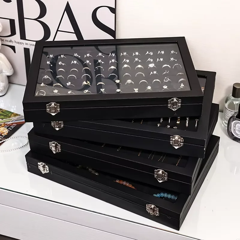 

Portable Dust-proof Leather Jewelry Box with Stand Earrings Necklace Storage for Earrings Rings Bracelets Jewelry casket