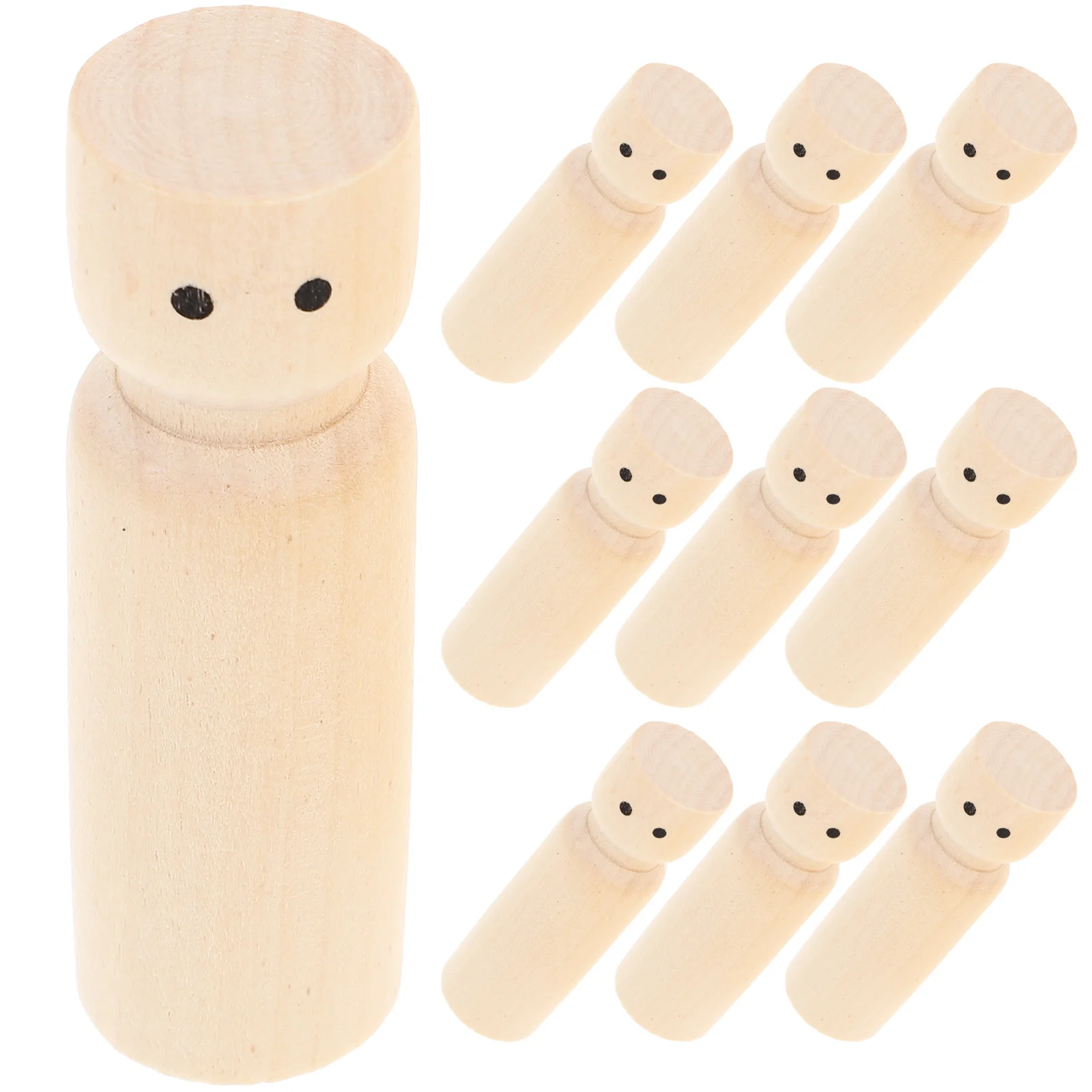 10 Pcs Painted Wooden Children’s Toys DIY Graffiti Peg Dolls Blank Mini Unpainted Painting Unfinished Kids Supplies