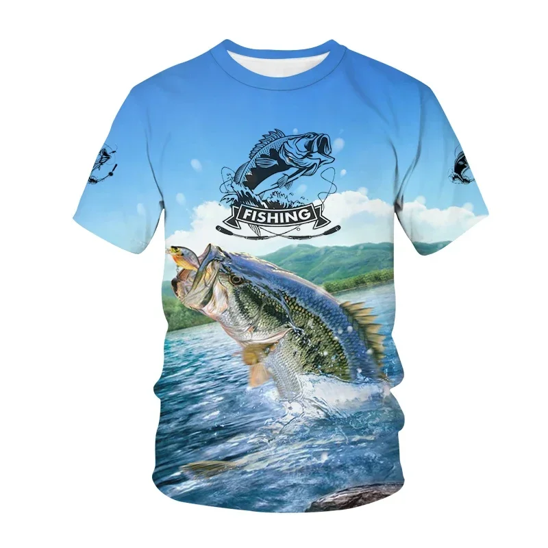 Fashion New Deep Sea Fishing 3D Printed T-shirt Outdoor Fisherman O Neck Short-sleeved Y2k Shirt Men\'s and Women\'s Hunting Tops