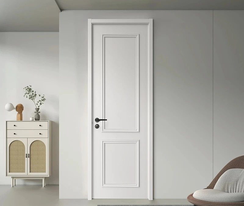 Household bedroom door wooden door sound insulation medieval French retro cream wind solid wood composite paint full set