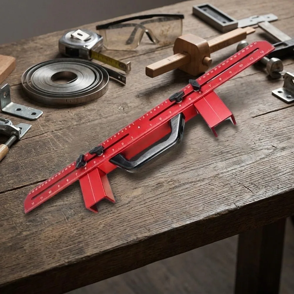 Adjustable Framing Stud Layout Tool Aluminum Alloy Red Metal Clamp For Home DIY Woodworking Frame Wall Measurement Jig Alignment
