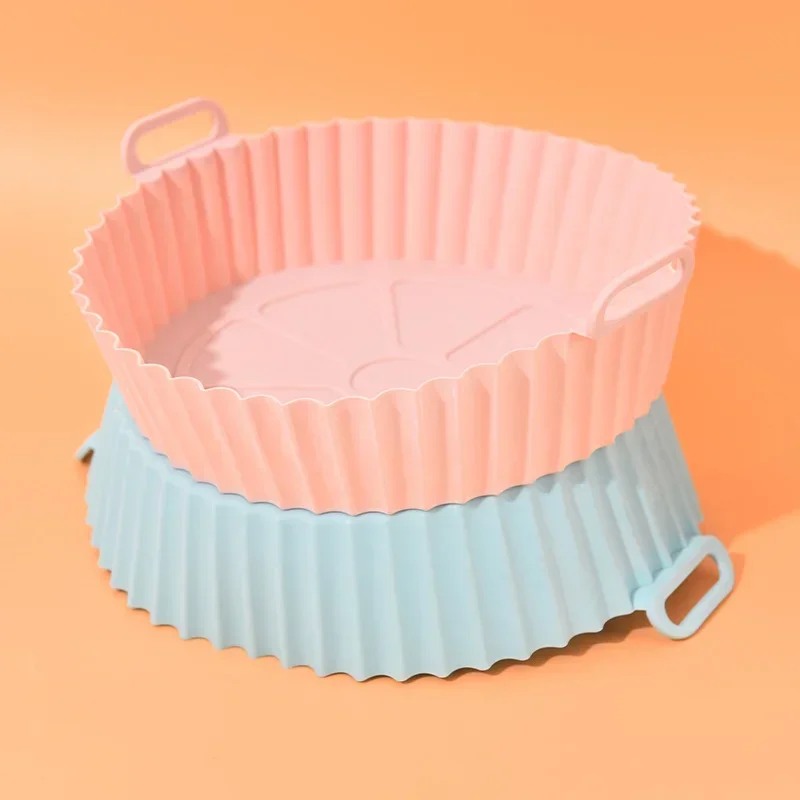 

18cm Air Fryers Oven Baking Tray Fried Pizza Chicken Basket Mat Airfryer Silicone Pot Round Replacemen Grill Pan Accessories
