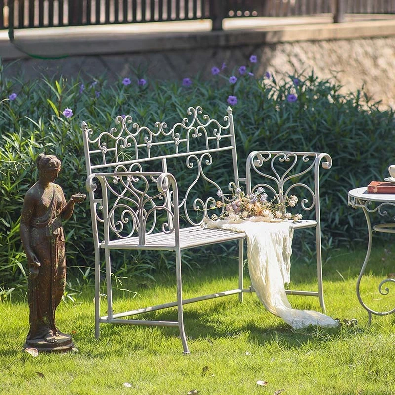 Retro outdoor double chair villa garden leisure back chair European detachable chair wedding decoration