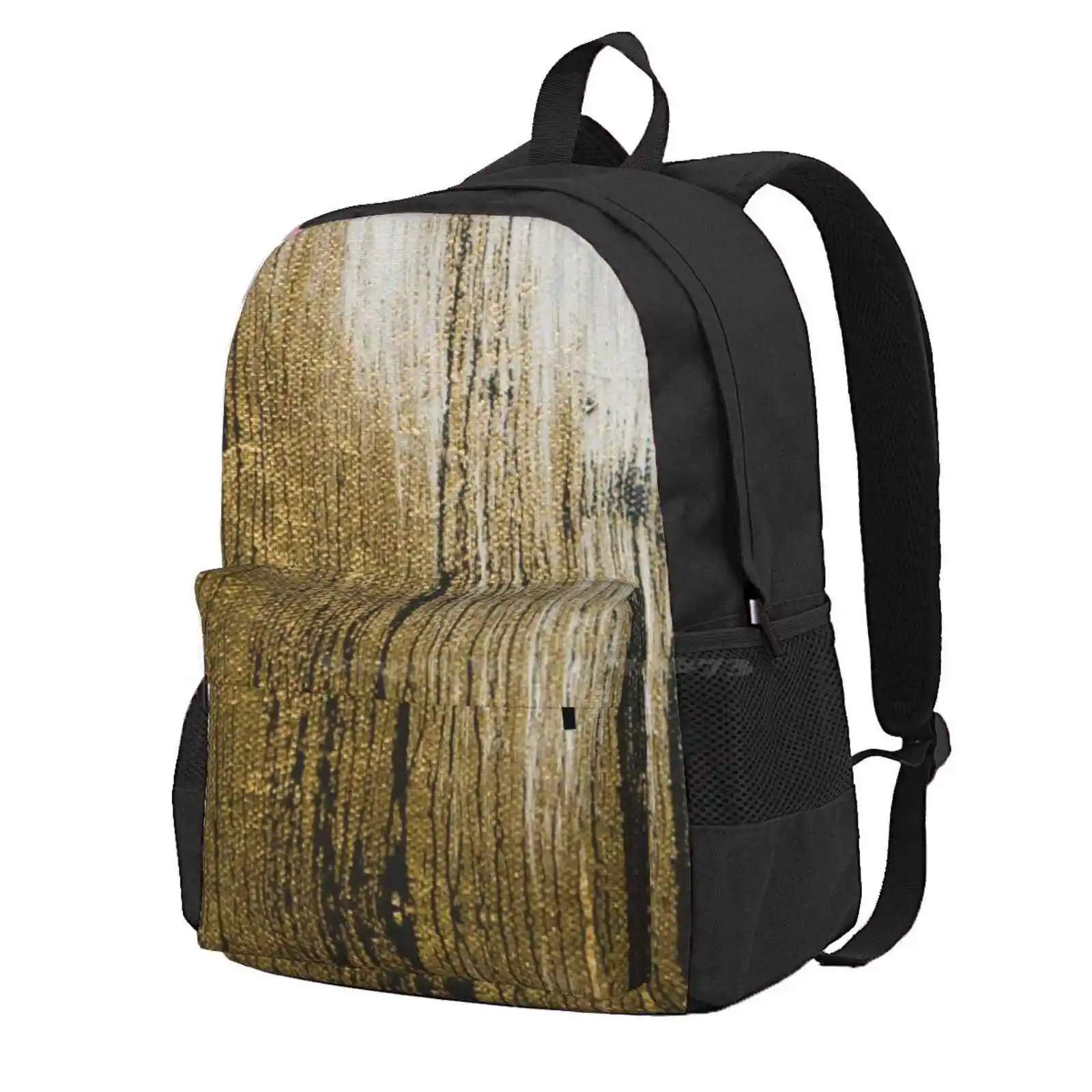 Black And White Gold Hot Sale Schoolbag Backpack Fashion Bags Modern Shiny Glitter Spray Paint Abstract White Gold Black