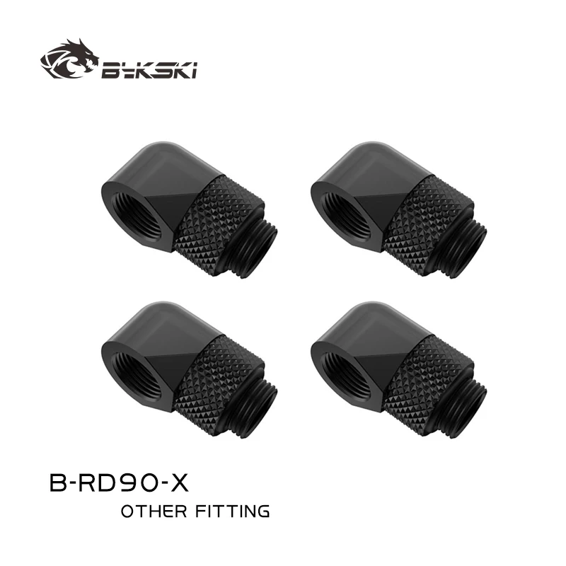BYKSKI 4/6/8 szt. Adaptery obrotowe 90 stopni, obrotowe o 90 stopni złącza do chłodzenia wodnego, gwint G1/4'' B-RD90-X — zdjęcie produktu 6