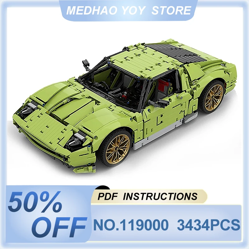 

MOC-119000 Technical Green Super Sports Car I8 Compatible 42115 Buidling Blocks Bricks Educational Puzzle Toys Birthday Gifts