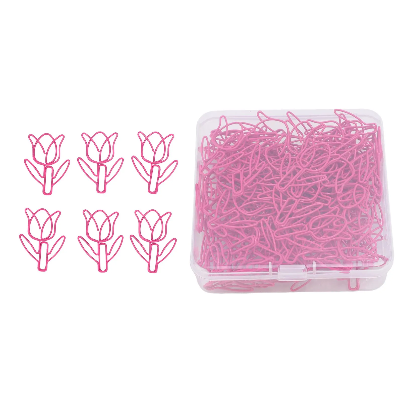80 stuks bloemvormige paperclips in bulk, mini gekleurde bladwijzers met transparante doos, schoolbenodigdheden