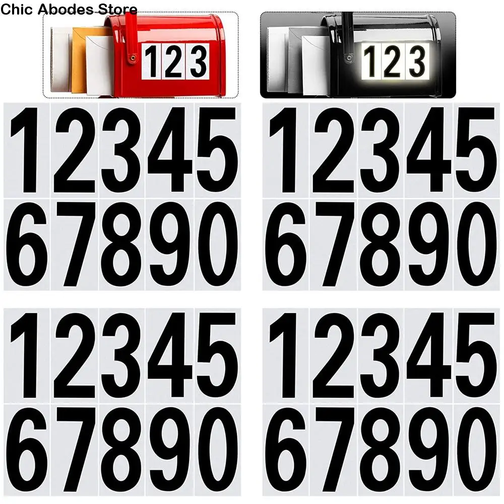 

40 Pieces Reflective Mailbox Number Sticker Decal Adhesive Reflective Address Numbers Number 0-9 Waterproof and Fade-Resistant