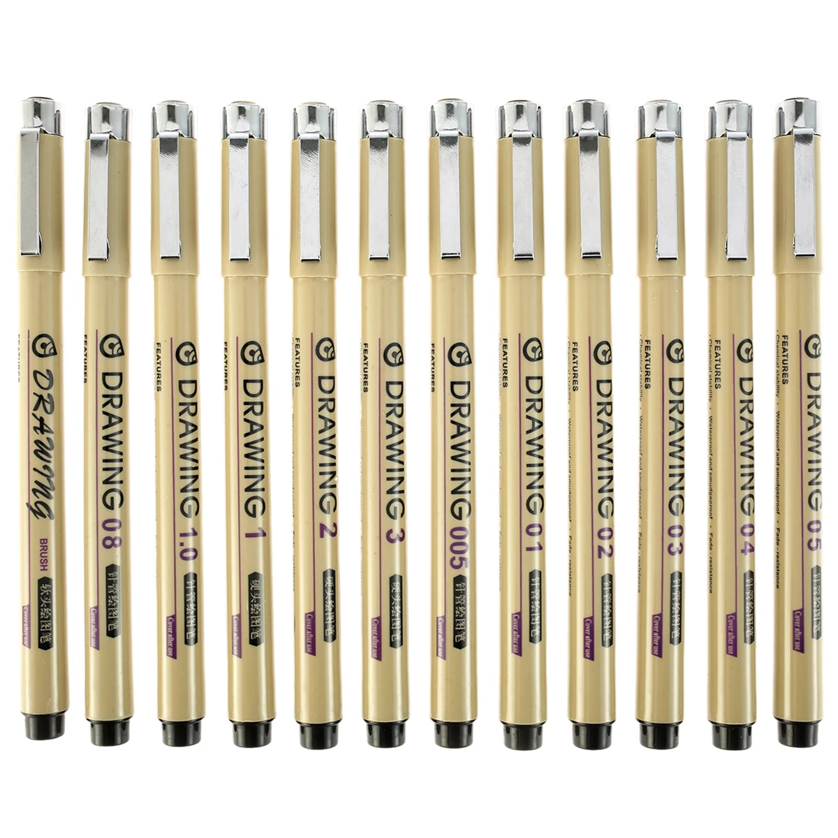 12Pcs Fineliner Pens Set Waterproof Manga Markers Pen Hand-painted Micro-line Pen Quick Drying Sketch Pens Set Black Fine Line