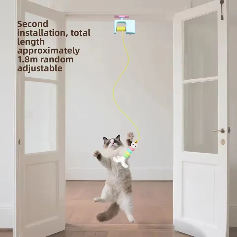 Automatic Hunting Movement Cat Toy Electric Lifting Jump Catch YoYo Door Hanging Interactive Cat Self-entertaining Swing Toy gallery 2