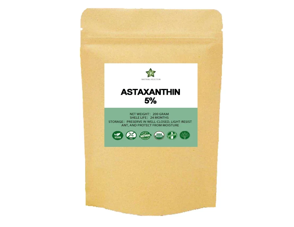 Bubuk astraxanthin Grade kosmetik 50-1000g, air pengisian ulang Anti Penuaan, memperlambat Melanin kulit