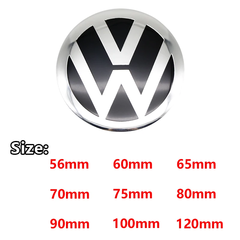 

56/60/65/70/75/80/90/100/120mm For VW Polo Golf 4 5 6 7 Passat GTI 4Pcs 3D Car Wheel Stickers Center Hub Cap Emblem Badge Decal