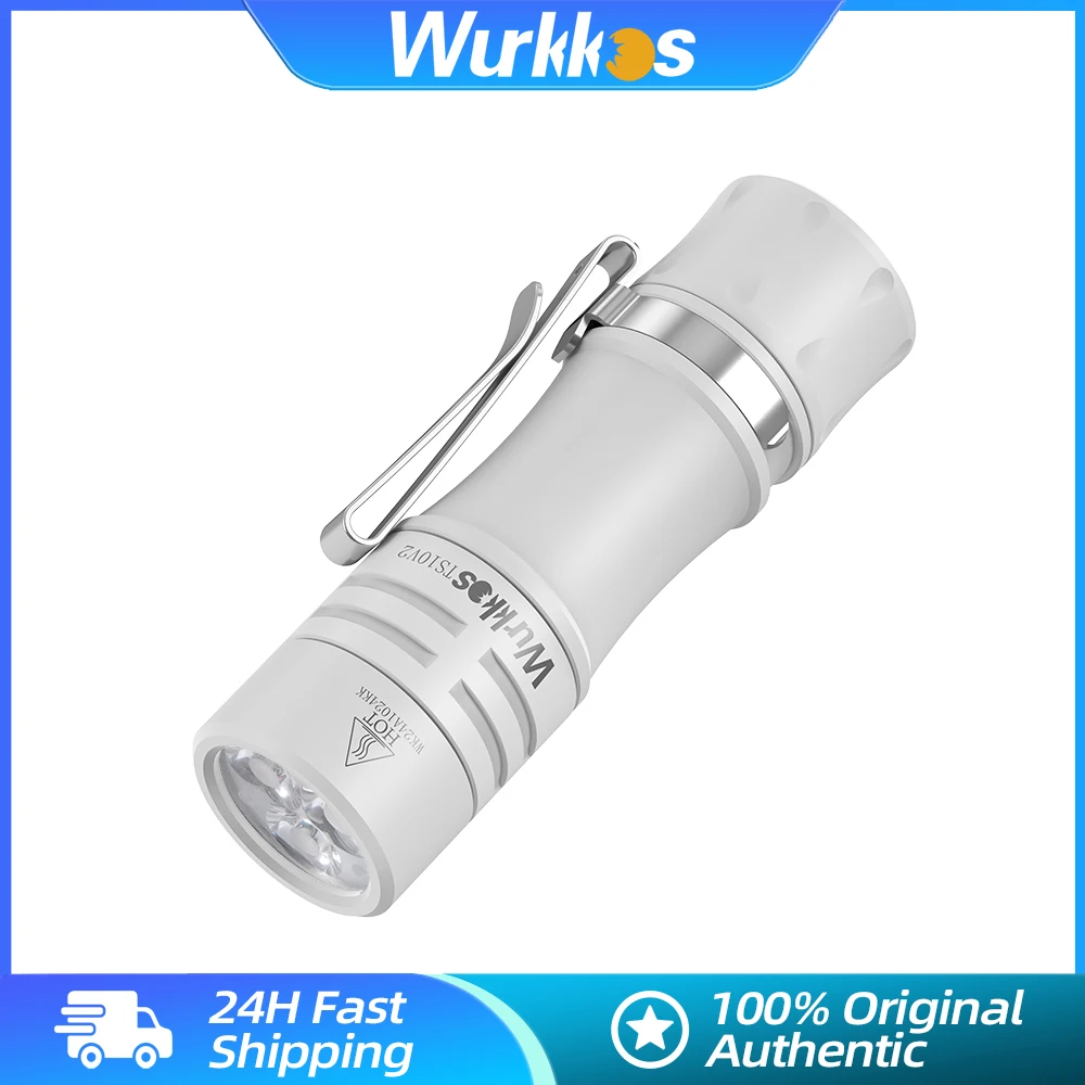 Wurkkos New TS10 V2 Torch 1400LM Mini Work Lamp IPX8 Waterproof 3* 90 CRI LEDs & 3* RGB Aux LEDs 14500 EDC Light Anduril 2.0