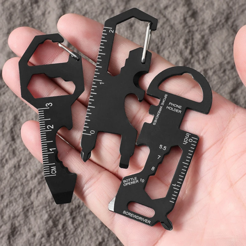 EDC Multi-functional Tool Keychain Bottle Opener Screwdriver Wrench for Camping Hiking Outdoor Activities Pocket Hand Tools