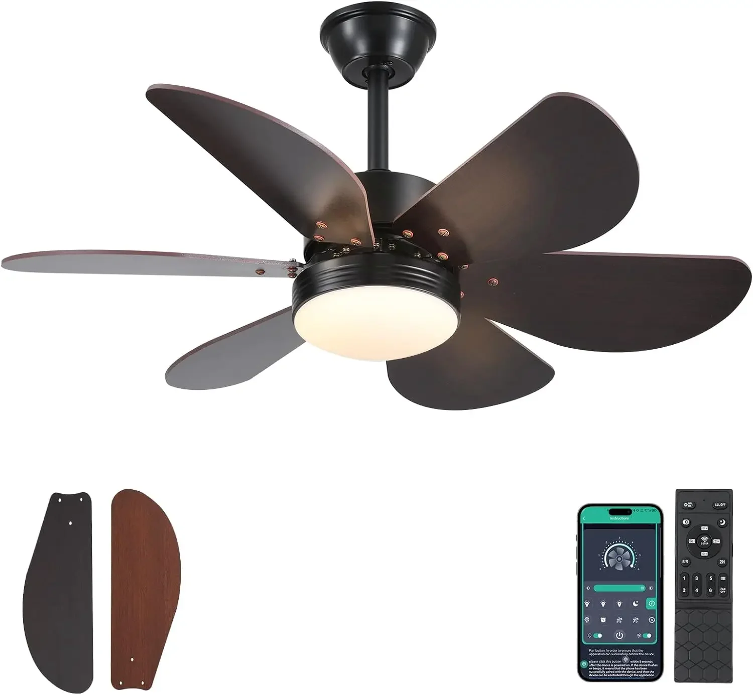 

Modern Small White Outdoor Ceiling Fans with Lights and Remote Control, 36" Reversible Wood Blades - Stylish and Convenient Mode