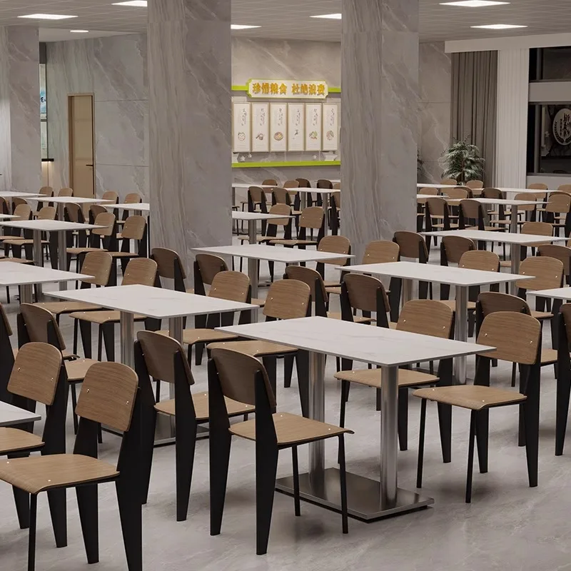Commercial Canteen Dining Table and Chair Set 4 Person Economic Staff School Factory Dining Hall Furniture