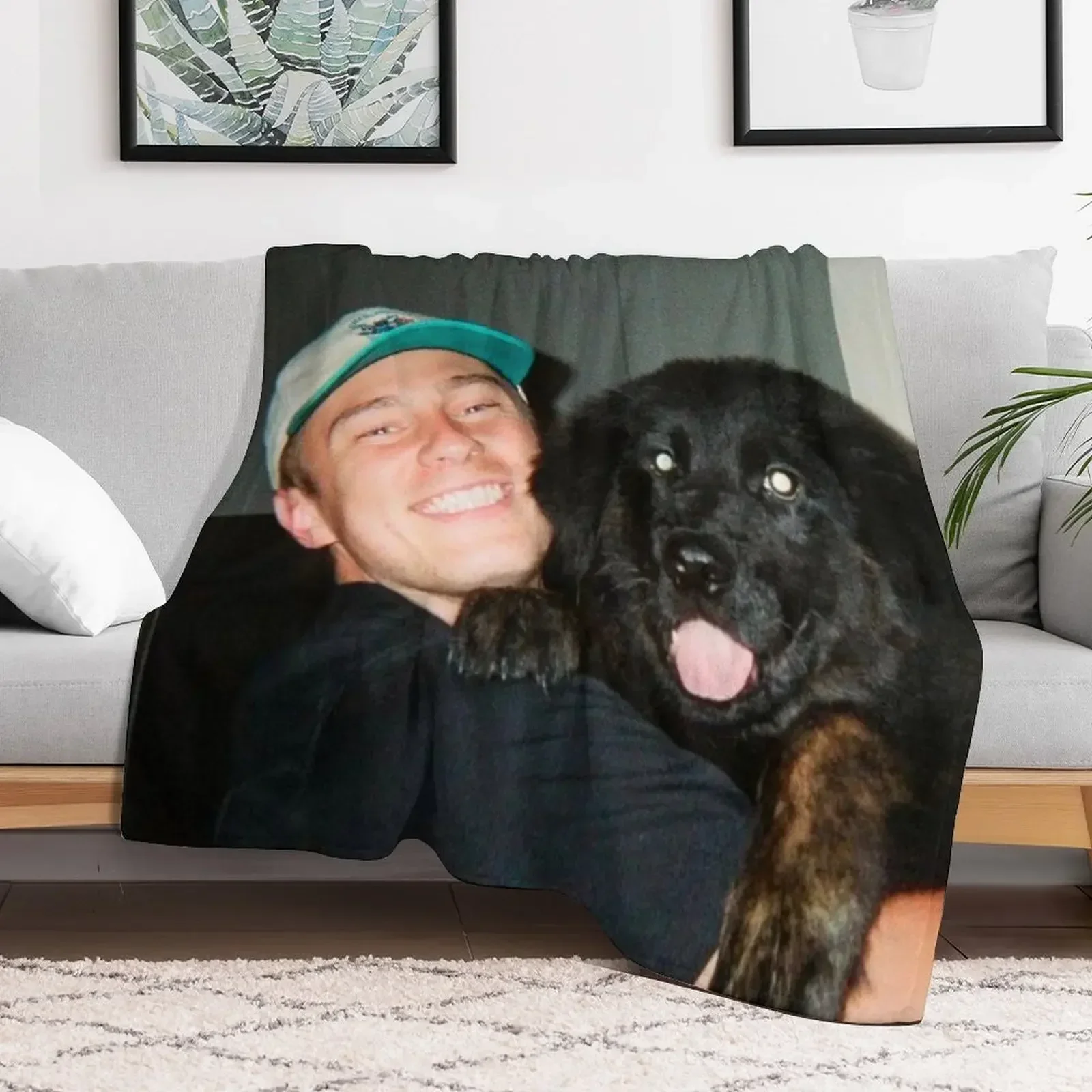 

Drew Starkey and Puppy Merch Throw Blanket Multi-Purpose funny gift Furrys Blankets