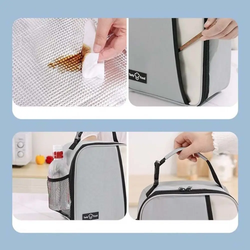 Vertical Insulated Lunch Bag Dopamine color Double Zipper Meal Pack Large Capacity Aluminum Foil Thermal Insulation Bag Winter