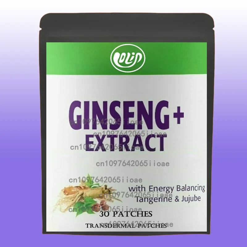 30 parches Parches transdermicos de Ginseng Panax rojo coreano con energía de impulso de Ginkgo Biloba, memoria y sistema inmune