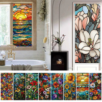 100cm Window Privacy Film Adhesive Film Static Clings 3D Decorative Flower Window Film Stained Vinyl Glass PVC Window Stickers