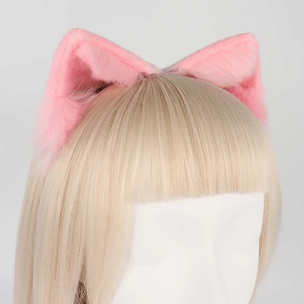 Różowe Kawaii Pet symulacja uszy nakrycia głowy zwierzęce przebrane akcesoria kostium nakrycie głowy kot Cosplay rekwizyty na występy na scenie