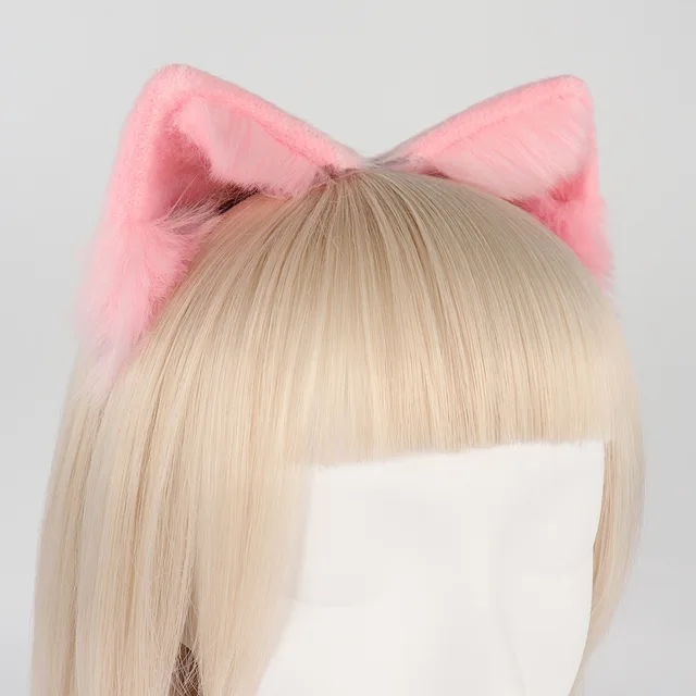 Różowe Kawaii Pet symulacja uszy nakrycia głowy zwierzęce przebrane akcesoria kostium nakrycie głowy kot Cosplay rekwizyty na występy na scenie