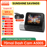70mai A500S Dash Cam Pro Plus+ 1944P 140FOV 70mai Car DVR Support Rear Cam WIFI Built-in GPS ADAS 24h Parking Surveillance
