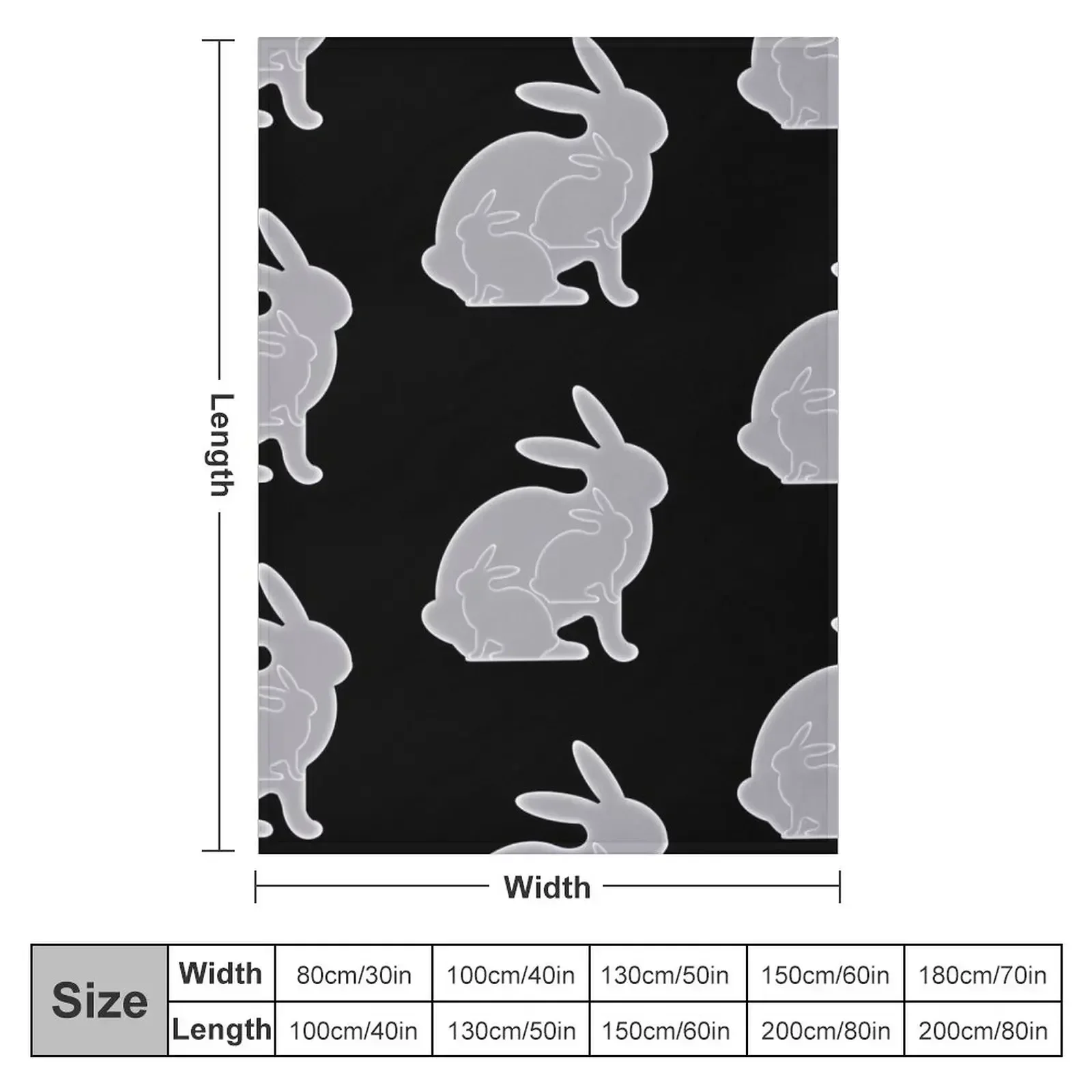 Black and White Rabbit Triads Throw Blanket couch cozy soft plush fuzzy picnic outdoor blanket