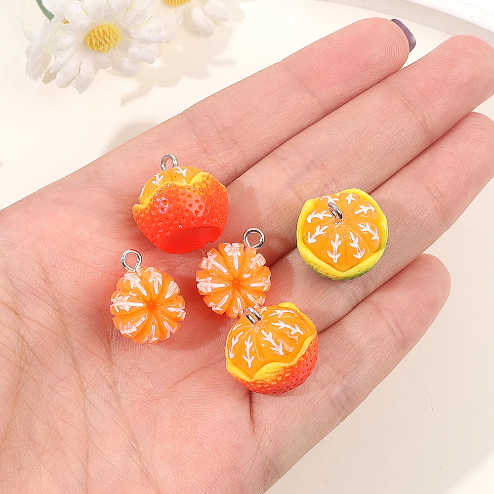 4/11/23pcs Orange Resin Orange Pendant, Used for DIY Thanksgiving, Halloween, Christmas Decoration Accessories