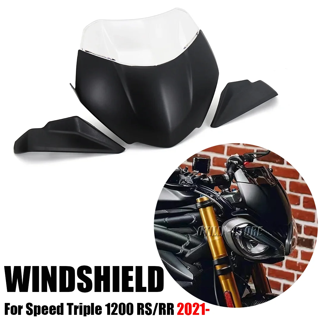 

Black silver windshield motorcycle accessories windshield modified windshield FOR SPEED TRIPLE 1200 RR RS 2021- 2022