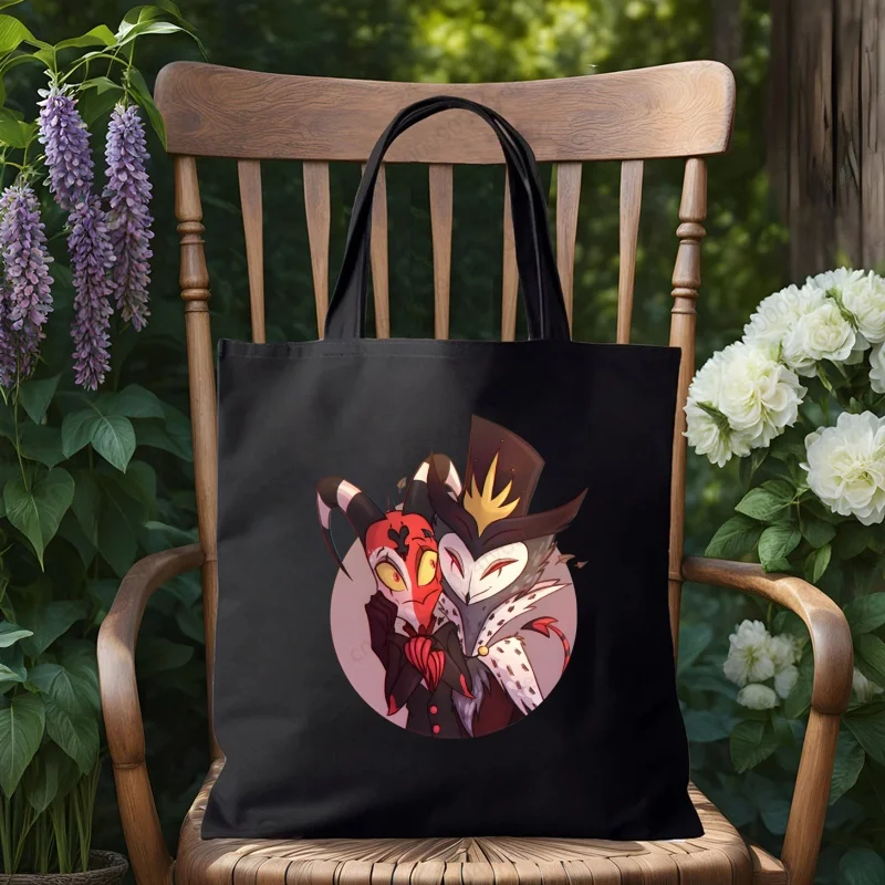 

Helluva Boss Harajuku комедия мультяшная женская сумка Холщовая Сумка для шоппинга Экологически чистая Складная