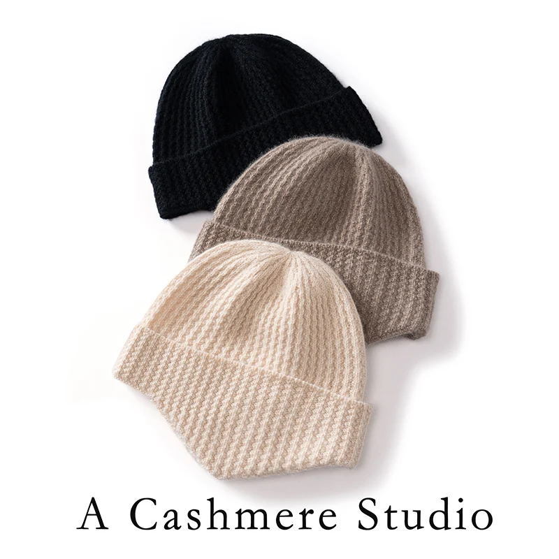 Winter 100%Cashmere Hat For Men/Women Outdoor Fashion Warm Knitted Hats Windproof Earmuff Causal Caps Cycling Ear Protection Cap