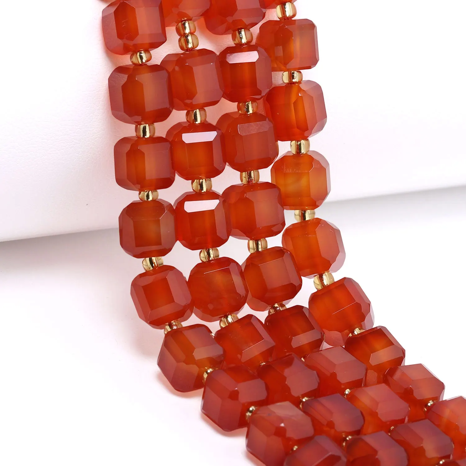 7-8mm Faceted Cube Natural Stone Red Carnelian Agate Beads Square Spacer Beads for Jewelry Making DIY Energy Charms Bracelets