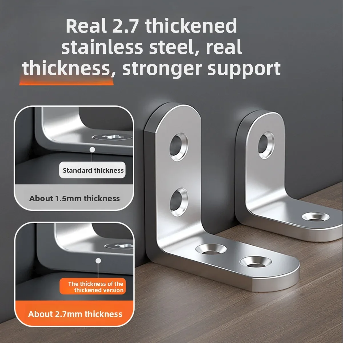 Non-Perforated Stainless Steel Corner Bracket, Linear Support Frame Load-Bearing Connection Piece