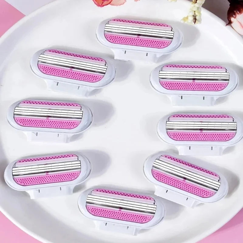 Safety Razor Blades Women Beauty Bikini Hair Removal Shaving Blades Set Shaver 3-Layer Replacement Heads ﻿